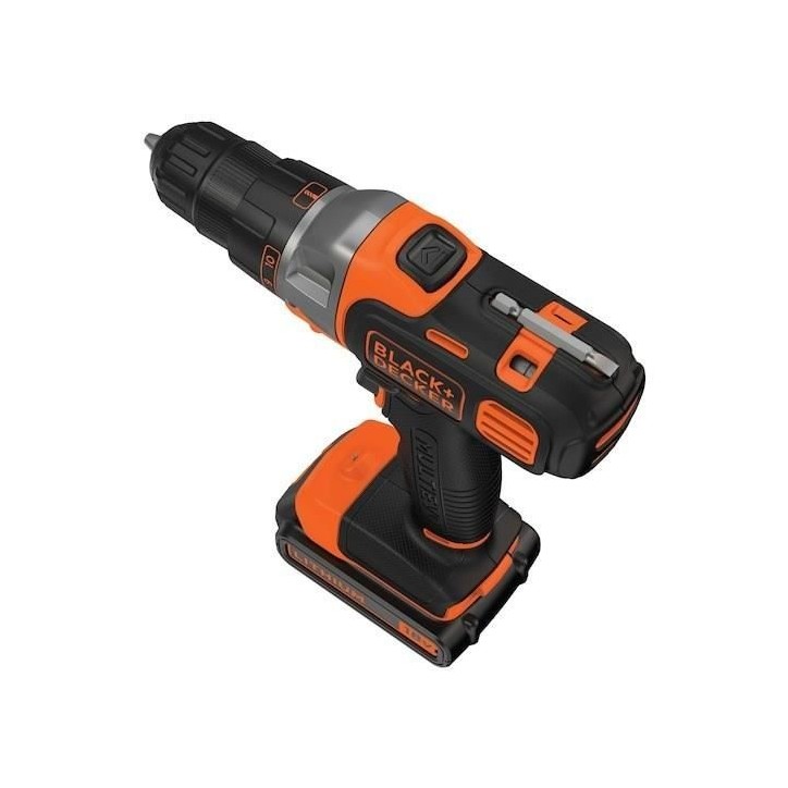 Perceuse visseuse sans fil 18V + 2 batteries 1,5Ah + chargeur - BLACK&DECKER - MT218KB-QW - Avec mallette de transport Perceuse visseuse sans fil 18V + 2 batteries 1,5Ah + chargeur - BLACK&DECKER - MT218KB-QW - Avec mallette de transport