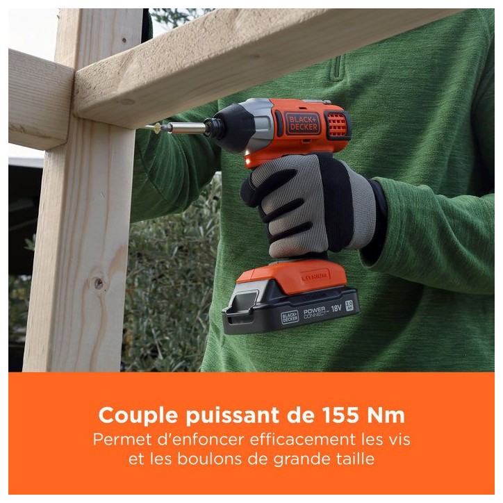 Visseuse a impact sans-fil BLACK+DECKER BDCIM18N-XJ 18V - Performante et légere Visseuse a impact sans-fil BLACK+DECKER BDCIM18N-XJ 18V - Performante et légere