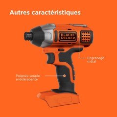 Visseuse a impact sans-fil BLACK+DECKER BDCIM18N-XJ 18V - Performante