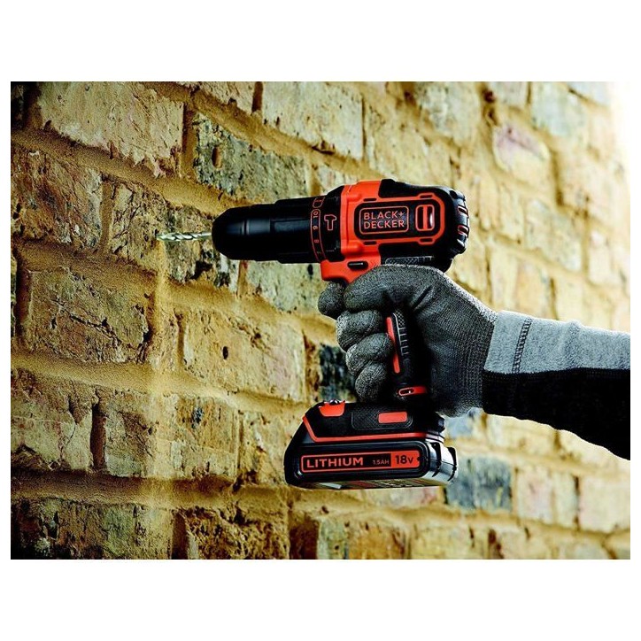 Perceuse/Visseuse a percussion - Black+Decker - 18V - 2 vitesses - Mandrin 2 mains - 1 batterie Perceuse/Visseuse a percussion - Black+Decker - 18V - 2 vitesses - Mandrin 2 mains - 1 batterie