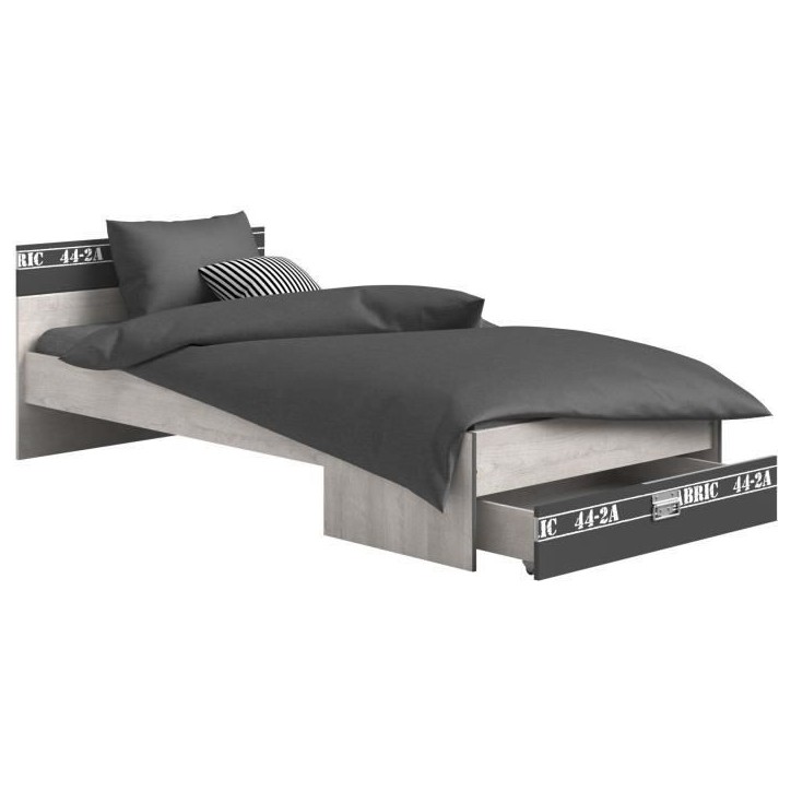 PARISOT Chambre enfant complete - Industriel - Décor gris loft et ombre - l 90 x L 200 cm - NOA PARISOT Chambre enfant complete - Industriel - Décor gris loft et ombre - l 90 x L 200 cm - NOA