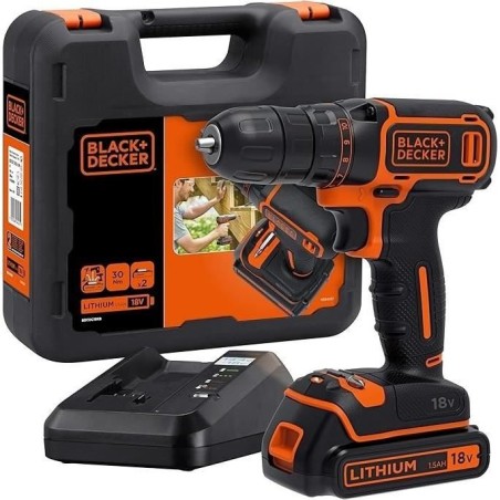 Perceuse visseuse sans fil - Black+Decker - 18V - 1 batterie 1,5Ah - C