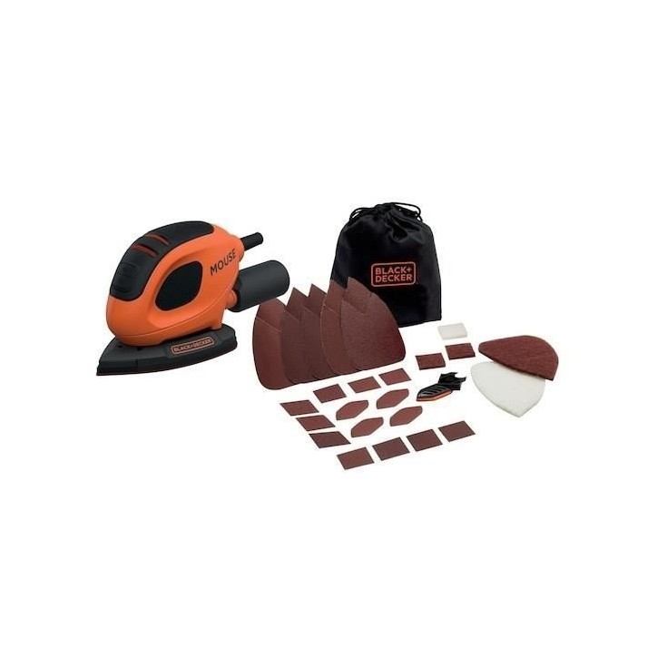 Ponceuse Delta BLACK + DECKER Mouse - 55W - Filaire - 14000 tours/min - 80 cm2 Ponceuse Delta BLACK + DECKER Mouse - 55W - Filaire - 14000 tours/min - 80 cm2