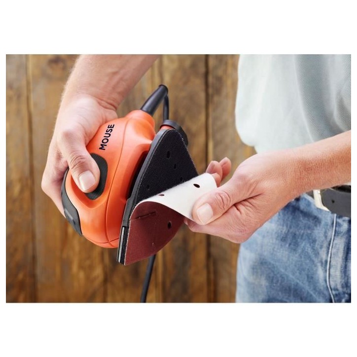Ponceuse Delta BLACK + DECKER Mouse - 55W - Filaire - 14000 tours/min - 80 cm2 Ponceuse Delta BLACK + DECKER Mouse - 55W - Filaire - 14000 tours/min - 80 cm2