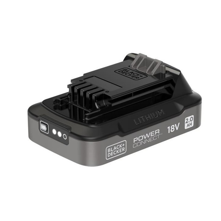 Batterie 18V 2Ah avec indice de charge - BLACK+DECKER - BDL2018S-XJ - Noir