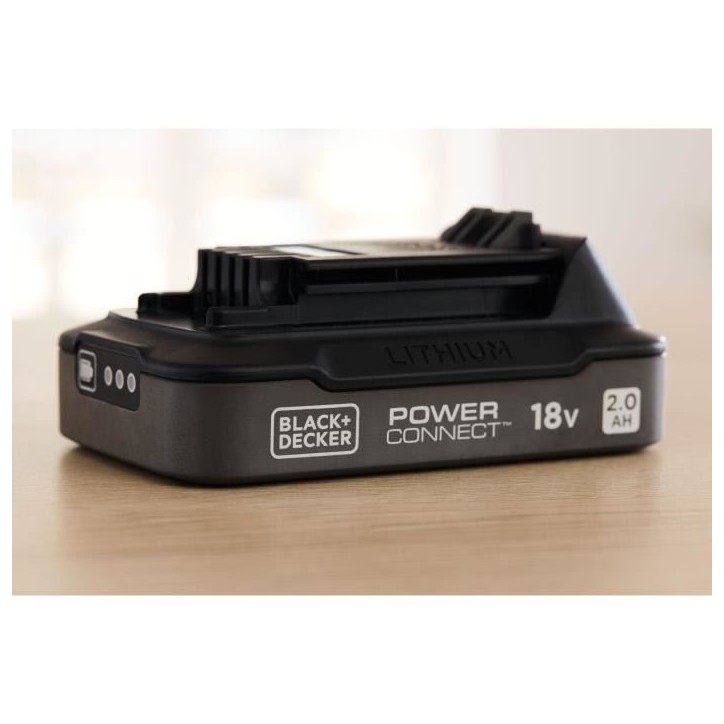 Batterie 18V 2Ah avec indice de charge - BLACK+DECKER - BDL2018S-XJ - Noir