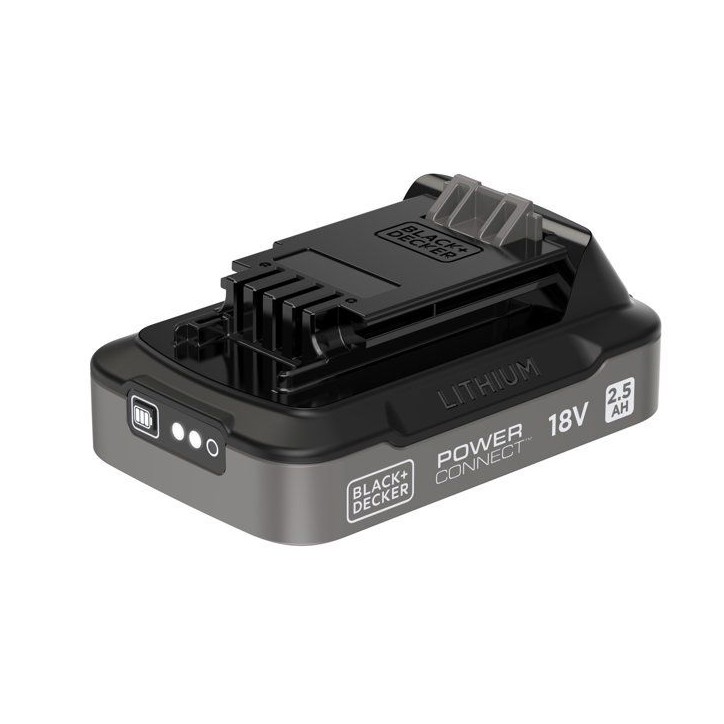 Batterie 18V 2,5Ah avec indice de charge - BLACK+DECKER - BDL2518S-XJ - Noir