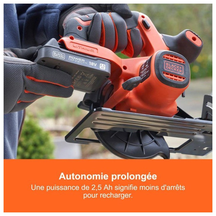 Batterie 18V 2,5Ah avec indice de charge - BLACK+DECKER - BDL2518S-XJ - Noir