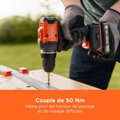 Perceuse visseuse sans fil 18V - BLACK&DECKER - BLD682XN-XJ - Sans bat