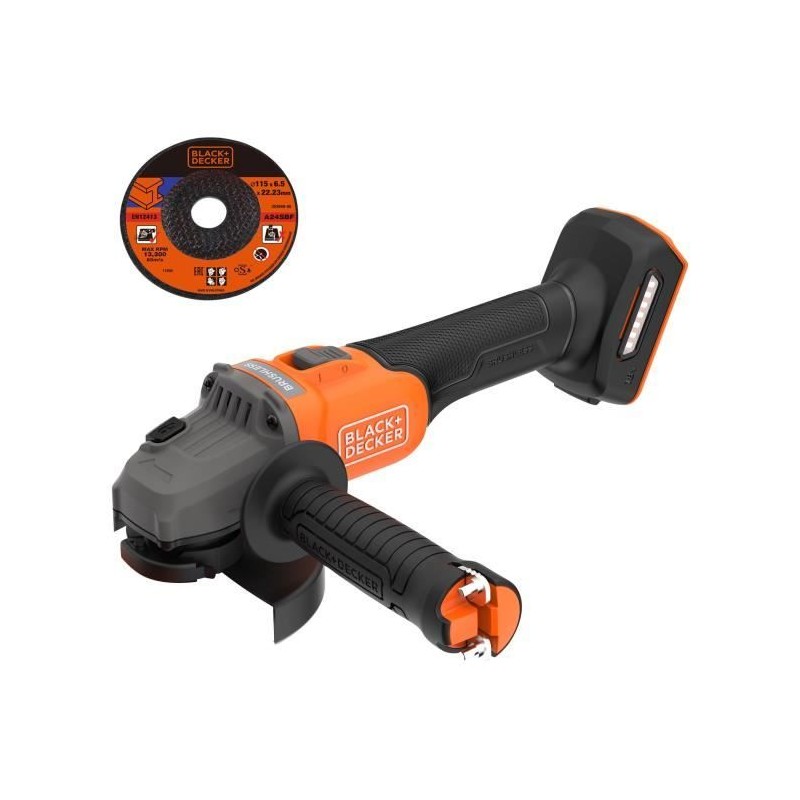 Meuleuse sans fil - BLACK&DECKER - BCG6L8N-XJ - Brushless - 18V - 115m