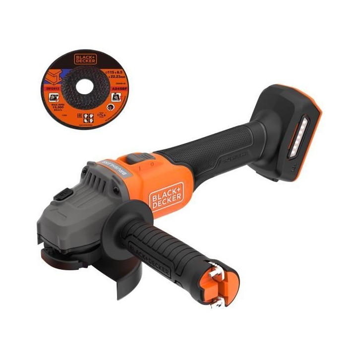 Meuleuse sans fil - BLACK&DECKER - BCG6L8N-XJ - Brushless - 18V - 115m - Sans batterie Meuleuse sans fil - BLACK&DECKER - BCG6L8N-XJ - Brushless - 18V - 115m - Sans batterie