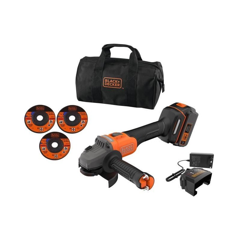 Meuleuse sans fil + batterie 4Ah + chargeur - BLACK&DECKER - BCG6L8F1S