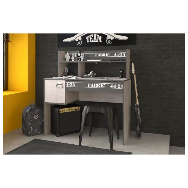 PARISOT Chambre enfant complete - Industriel - Décor gris loft et ombre - l 90 x L 200 cm - NOA PARISOT Chambre enfant complete - Industriel - Décor gris loft et ombre - l 90 x L 200 cm - NOA