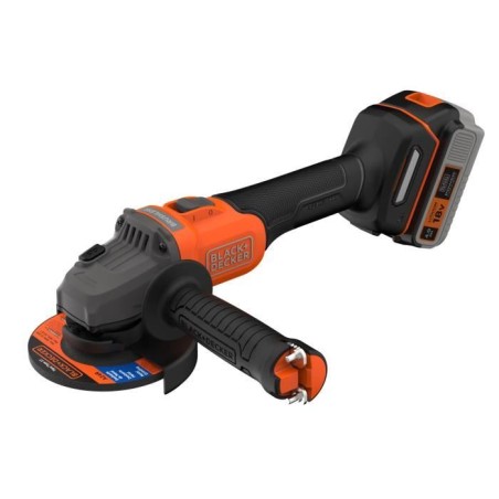 Meuleuse sans fil + batterie 4Ah + chargeur - BLACK&DECKER - BCG6L8F1S-QW - Brushless - 18V - 115m - Avec 3 disques et sac de tr