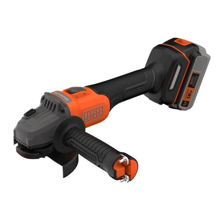 Meuleuse sans fil + batterie 4Ah + chargeur - BLACK&DECKER - BCG6L8F1S-QW - Brushless - 18V - 115m - Avec 3 disques et sac de tr Meuleuse sans fil + batterie 4Ah + chargeur - BLACK&DECKER - BCG6L8F1S-QW - Brushless - 18V - 115m - Avec 3 disques et sac de tr