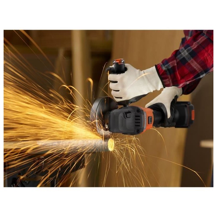 Meuleuse sans fil + batterie 4Ah + chargeur - BLACK&DECKER - BCG6L8F1S-QW - Brushless - 18V - 115m - Avec 3 disques et sac de tr Meuleuse sans fil + batterie 4Ah + chargeur - BLACK&DECKER - BCG6L8F1S-QW - Brushless - 18V - 115m - Avec 3 disques et sac de tr