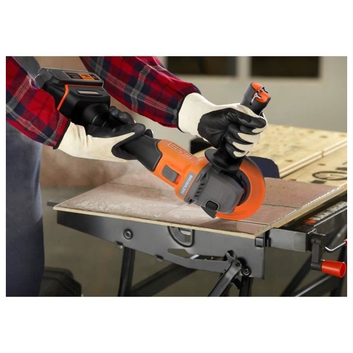 Meuleuse sans fil + batterie 4Ah + chargeur - BLACK&DECKER - BCG6L8F1S-QW - Brushless - 18V - 115m - Avec 3 disques et sac de tr Meuleuse sans fil + batterie 4Ah + chargeur - BLACK&DECKER - BCG6L8F1S-QW - Brushless - 18V - 115m - Avec 3 disques et sac de tr