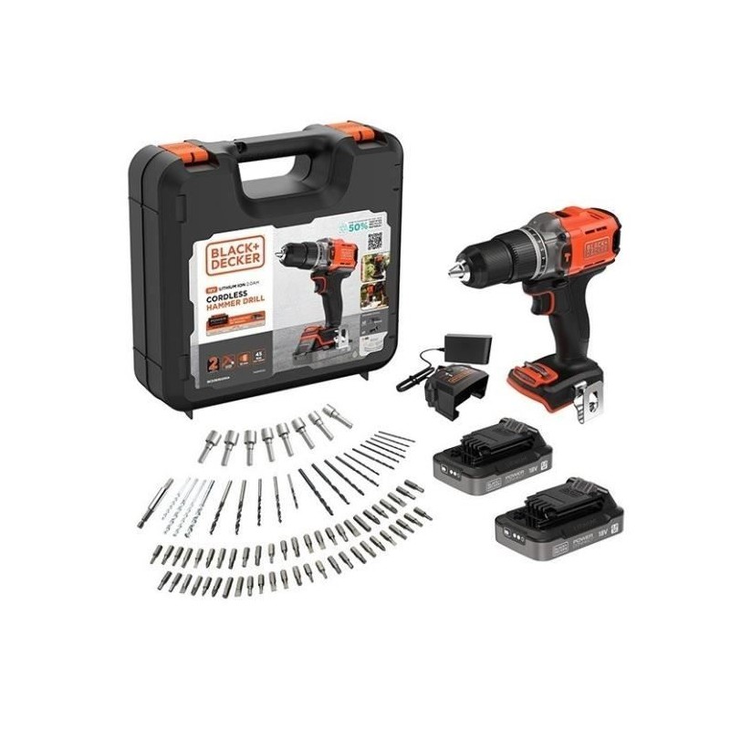 Perceuse a percussion sans fil BLACK+DECKER - BCD383D2XKA-QW - 18V - 2