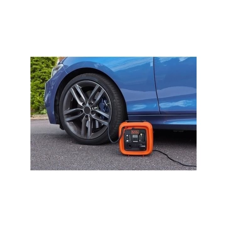 BLACK+DECKER Gonfleur-Compresseur Filaire ASI400-XJ avec 1 Aiguille et 2 Embouts - 11 Bars, 160 PSI - Allume Cigare 12 V BLACK+DECKER Gonfleur-Compresseur Filaire ASI400-XJ avec 1 Aiguille et 2 Embouts - 11 Bars, 160 PSI - Allume Cigare 12 V