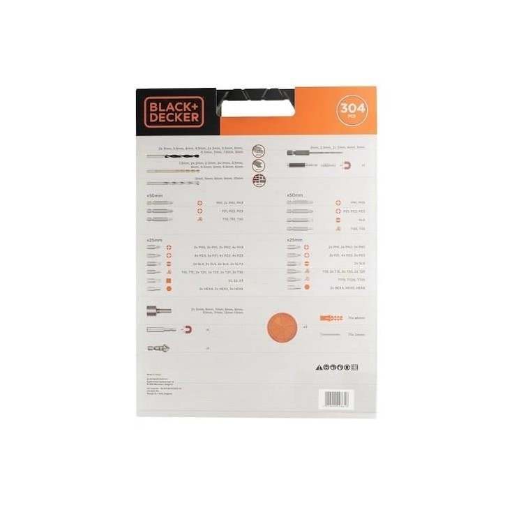 Coffret perçage/vissage BLACK+DECKER A7238-XJ 304 pieces Coffret perçage/vissage BLACK+DECKER A7238-XJ 304 pieces