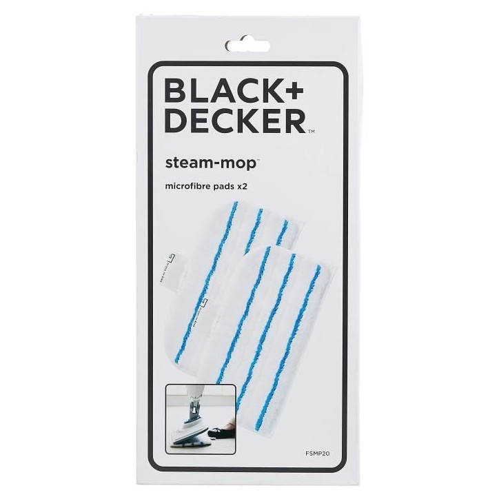 2 patins en microfibre BLACK+DECKER - FSMP20-XJ - Pour balais vapeur - Rectangulaires 2 patins en microfibre BLACK+DECKER - FSMP20-XJ - Pour balais vapeur - Rectangulaires