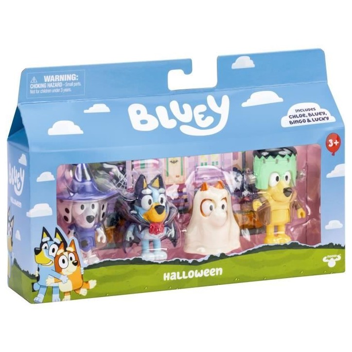 Coffret figurines - BLUEY - Déguisements - 4 figurines articulées - Accessoires inclus Coffret figurines - BLUEY - Déguisements - 4 figurines articulées - Accessoires inclus
