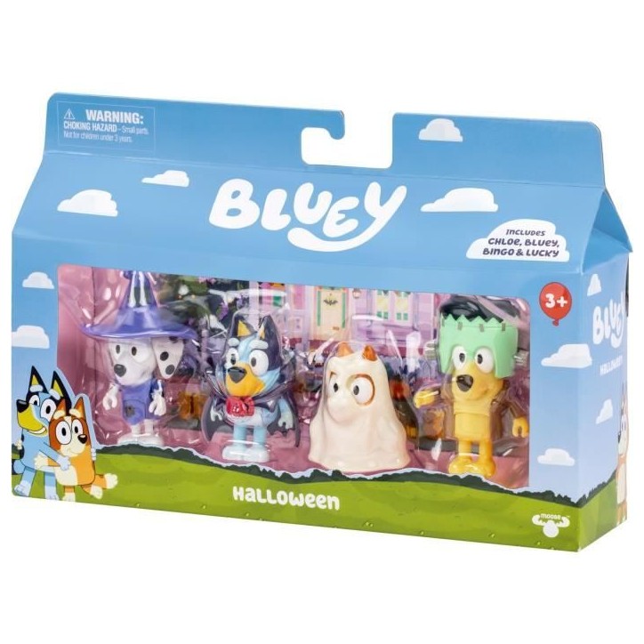 Coffret figurines - BLUEY - Déguisements - 4 figurines articulées - Accessoires inclus Coffret figurines - BLUEY - Déguisements - 4 figurines articulées - Accessoires inclus