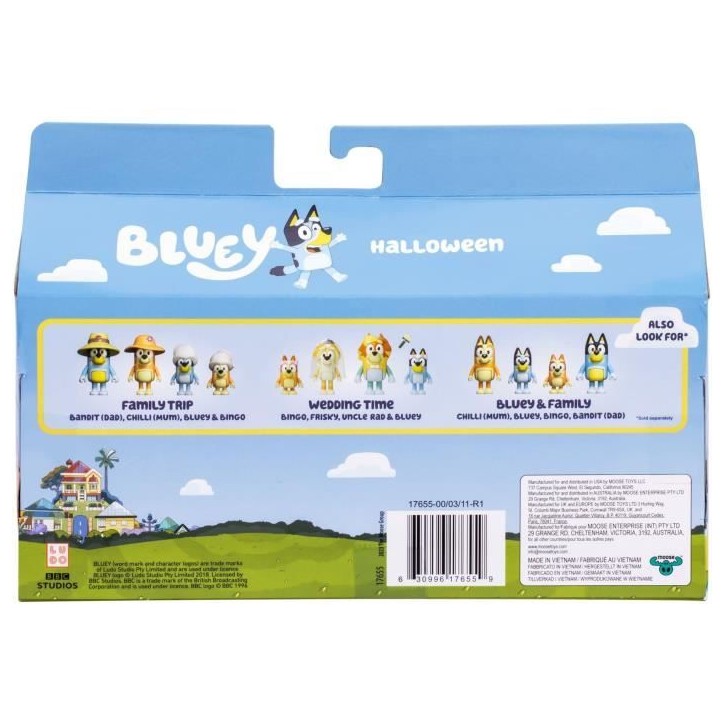 Coffret figurines - BLUEY - Déguisements - 4 figurines articulées - Accessoires inclus Coffret figurines - BLUEY - Déguisements - 4 figurines articulées - Accessoires inclus