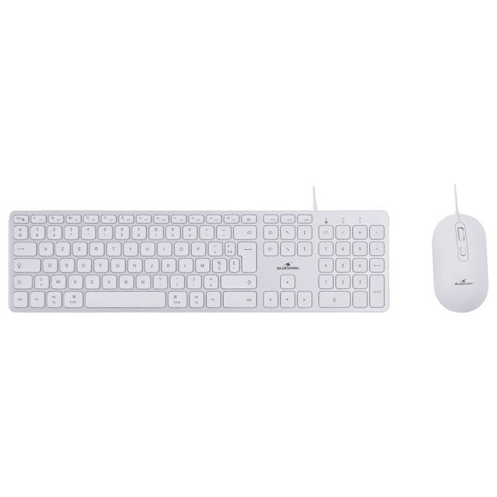 Pack clavier souris filaire - BLUESTORK - KB Mac - Compatible Mac - Blanc