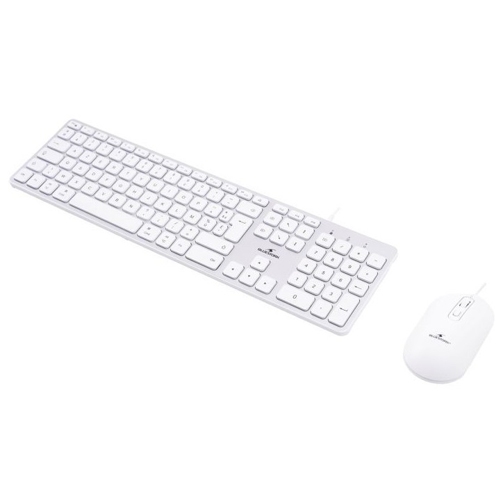 Pack clavier souris filaire - BLUESTORK - KB Mac - Compatible Mac - Blanc