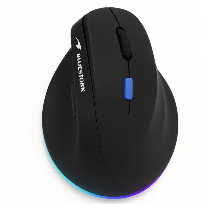 Souris ergonomique droitier - 2.4G+BT - BLUESTORK - Button bleu 4800 DPI - Noir Souris ergonomique droitier - 2.4G+BT - BLUESTORK - Button bleu 4800 DPI - Noir
