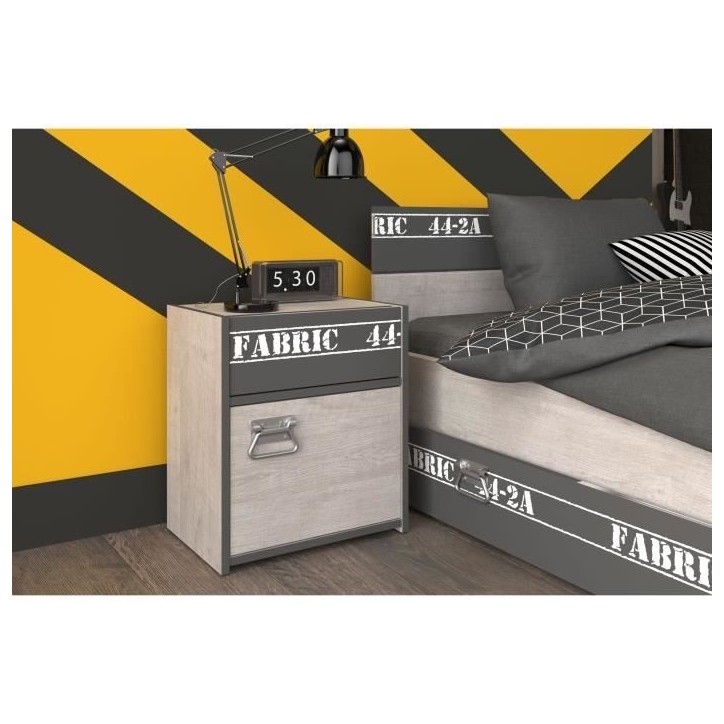 PARISOT Chambre enfant complete - Industriel - Décor gris loft et ombre - l 90 x L 200 cm - NOA PARISOT Chambre enfant complete - Industriel - Décor gris loft et ombre - l 90 x L 200 cm - NOA