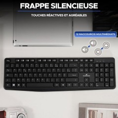 Pack clavier souris sans fil - 12 touches de raccourcis multimédias -