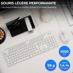 Pack clavier souris filaire - 15 touches de raccourcis multimédias -