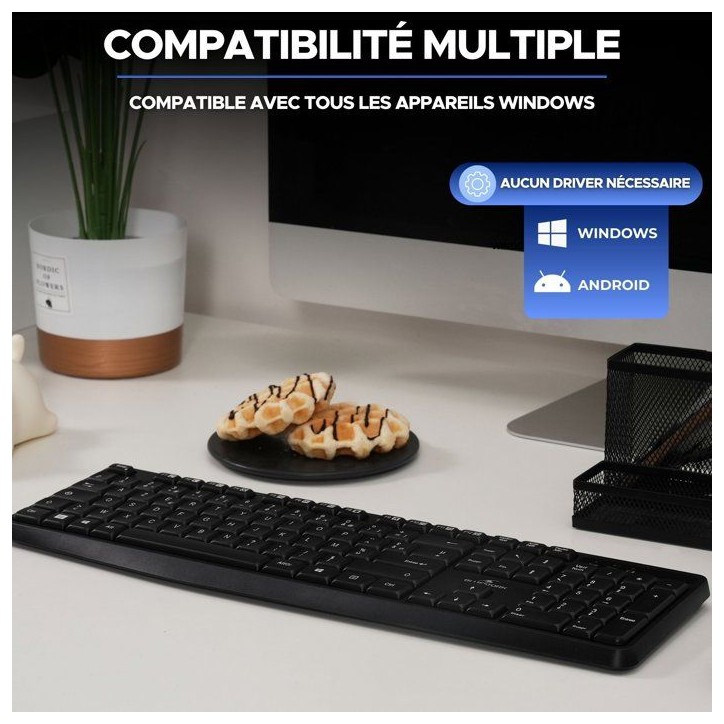 Clavier filaire - 15 touches de raccourcis multimédias - BLUESTORK - Media Office - KB-MEDIA-OFFW/FR - AZERTY Clavier filaire - 15 touches de raccourcis multimédias - BLUESTORK - Media Office - KB-MEDIA-OFFW/FR - AZERTY