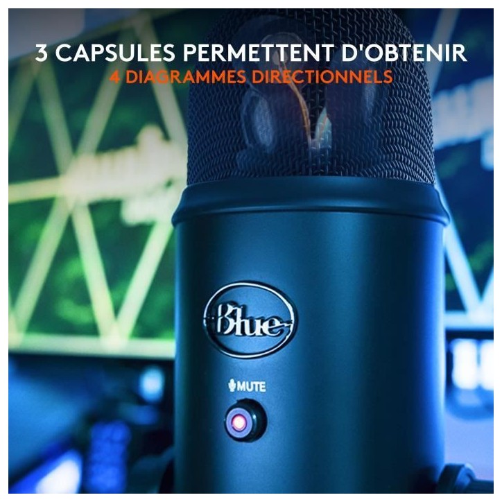 Microphone - Sans fil - LOGITECH G - Yeti - Compatible PC et MAC - Noir