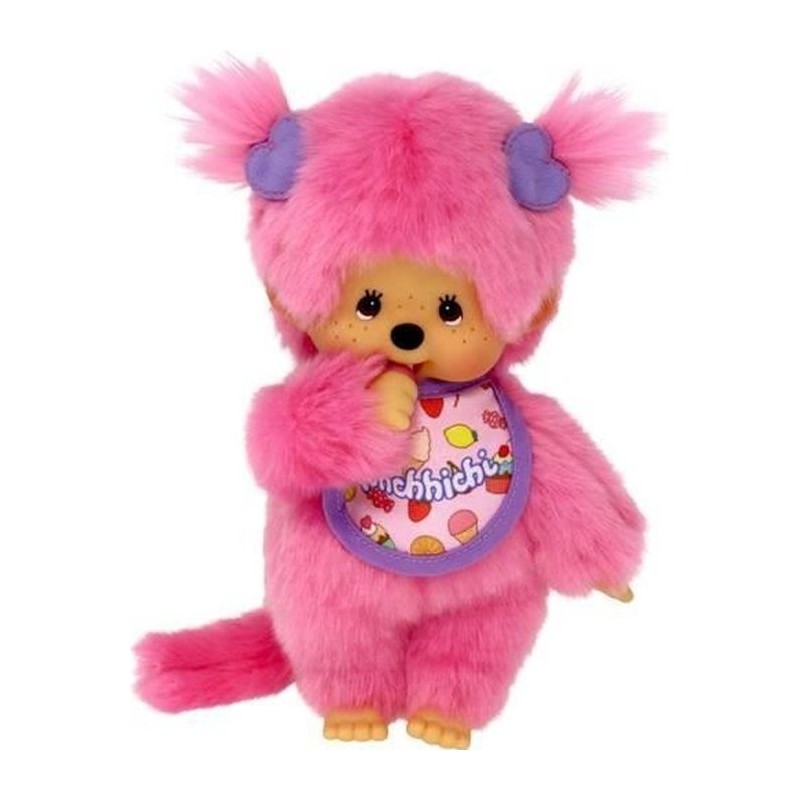 Peluche Monchhichi Frozen Fruit 20 cm - BANDAI - Fourrure rose - Bavoi Peluche Monchhichi Frozen Fruit 20 cm - BANDAI - Fourrure rose - Bavoi