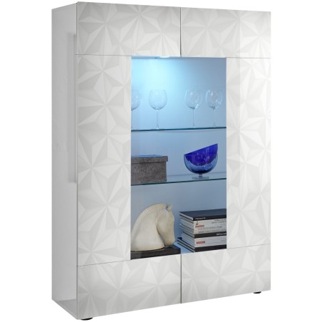 Vitrine - PARIGI - Blanc Laqué Brillant & Relief Sérigraphie - 2 Por