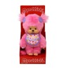 Peluche Monchhichi Frozen Fruit 20 cm - BANDAI - Fourrure rose - Bavoi