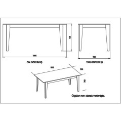 Table a manger - POLKA - Rectangulaire - 4 personnes - 180 x 77 x 90 c