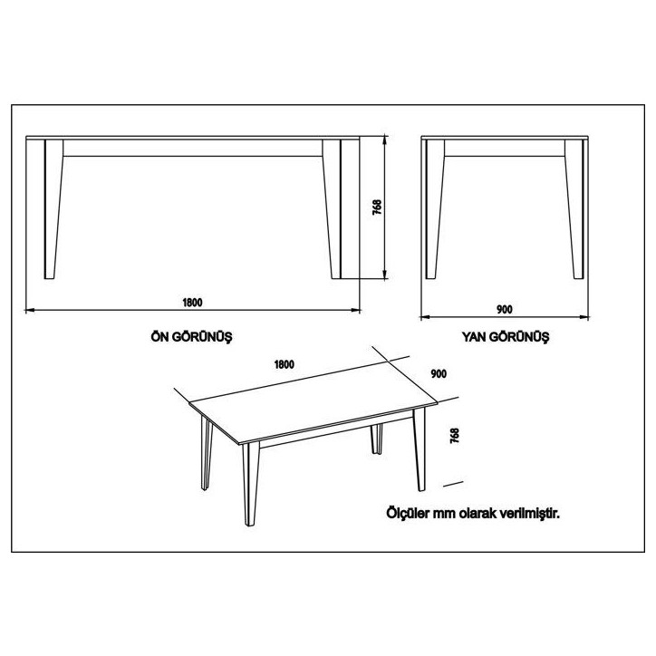 Table a manger - POLKA - Rectangulaire - 4 personnes - 180 x 77 x 90 cm - Noir Table a manger - POLKA - Rectangulaire - 4 personnes - 180 x 77 x 90 cm - Noir