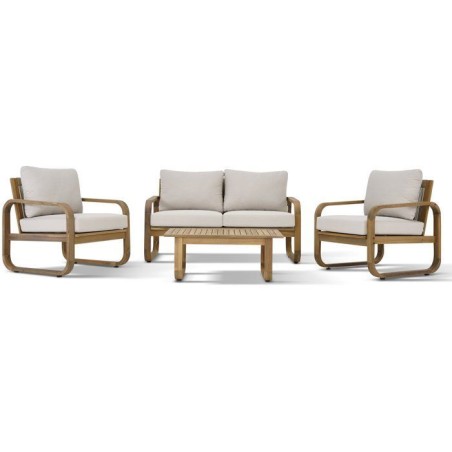 Salon de jardin - Bois d'acacia - 4 personnes - BOHEMIA - Creme