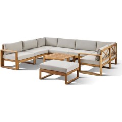 Salon de jardin d'angle modulable LEVATA XXL - Bois d'acacia FSC - 9 p