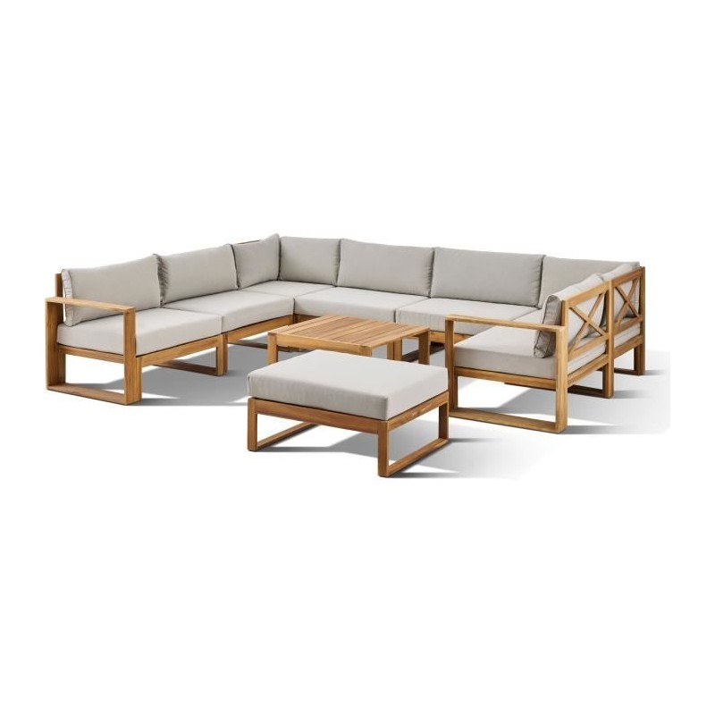 Salon de jardin d'angle modulable LEVATA XXL - Bois d'acacia FSC - 9 p