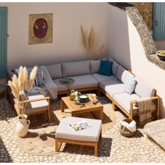 Salon de jardin d'angle modulable LEVATA XXL - Bois d'acacia FSC - 9 p