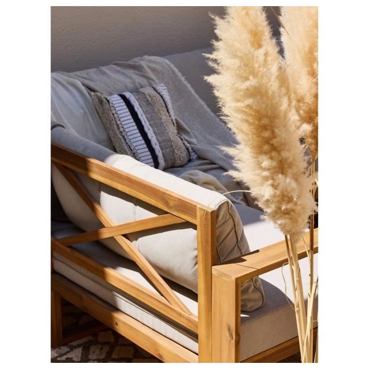 Salon de jardin d'angle modulable LEVATA XXL - Bois d'acacia FSC - 9 personnes - Gris de lin + Housse incluse Salon de jardin d'angle modulable LEVATA XXL - Bois d'acacia FSC - 9 personnes - Gris de lin + Housse incluse