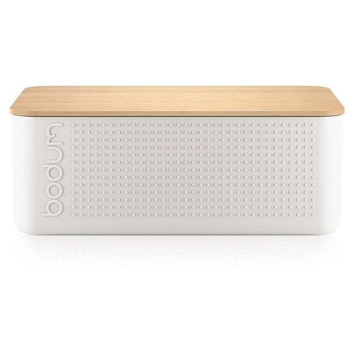 Boite a pain - BODUM - 11555-913 - Grand modele - Couvercle bambou - Blanc