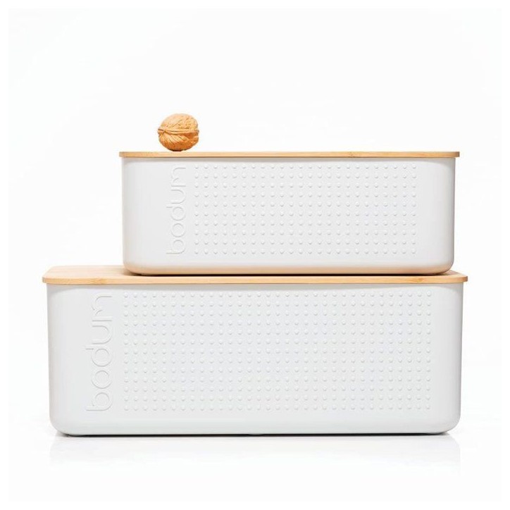 Boite a pain - BODUM - 11555-913 - Grand modele - Couvercle bambou - Blanc