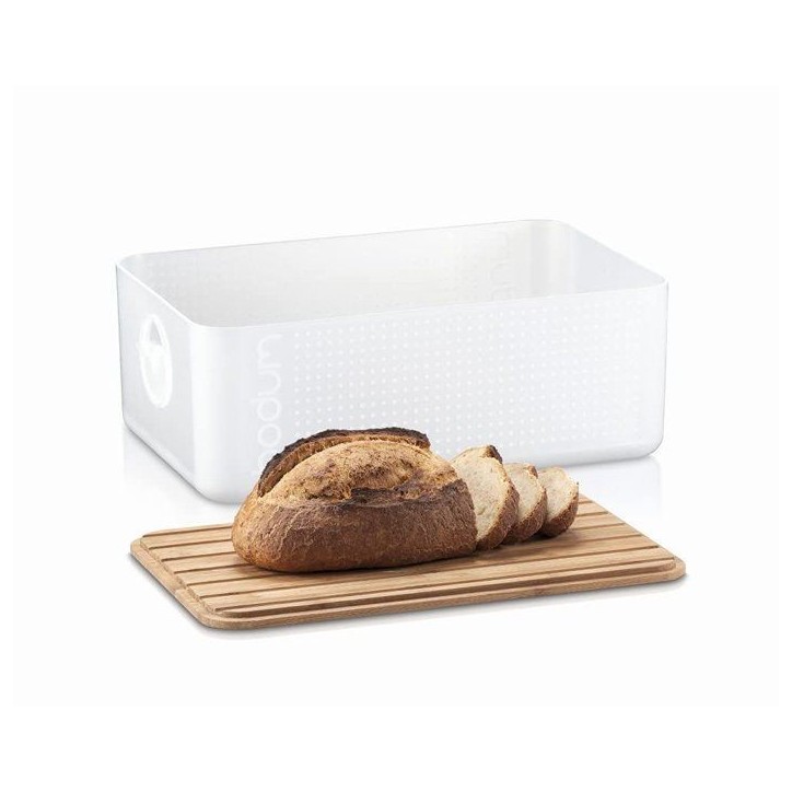 Boite a pain - BODUM - 11555-913 - Grand modele - Couvercle bambou - Blanc