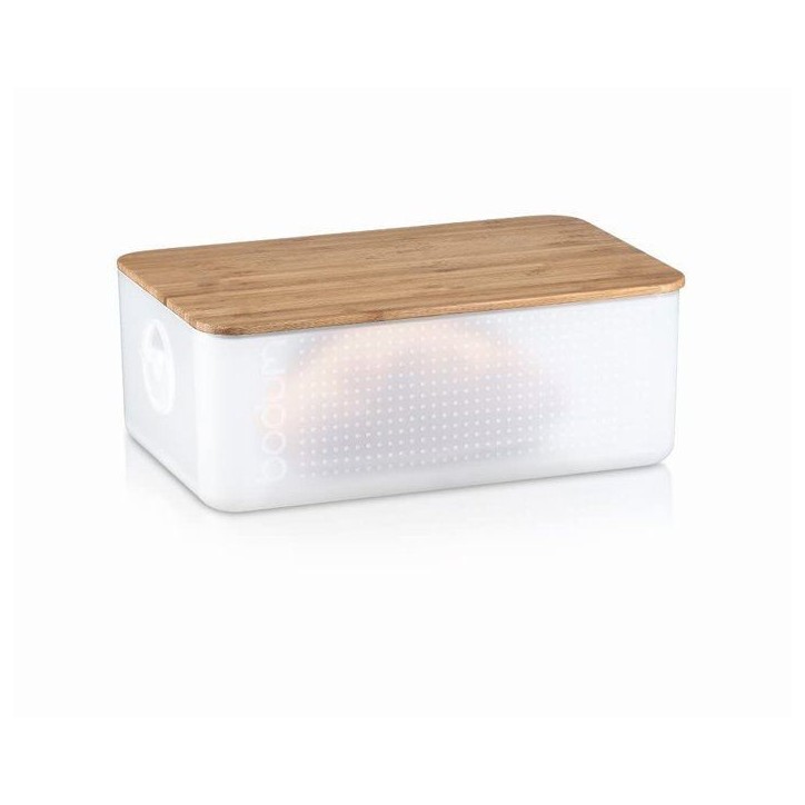 Boite a pain - BODUM - 11555-913 - Grand modele - Couvercle bambou - Blanc